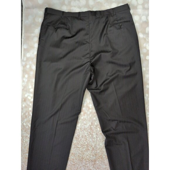 Hart Schaffner Marx Men’s 47x40 Black Pleated Pinstripe Dress Pants Unhemmed - Picture 2 of 10